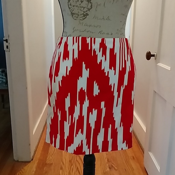 🎀J Crew red and white stretch mini skirt Sz 2 - Picture 1 of 5